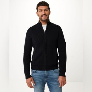 Mexx Black Full-Zip Ribbed Knit Sweater - Size XL